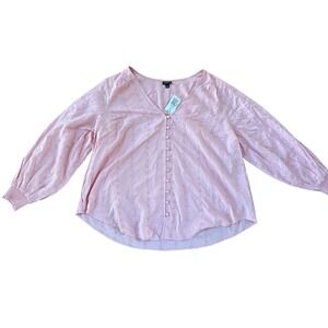 Torrid Women's Pink Embroidered Long Sleeve Blouse size 3XL NWT